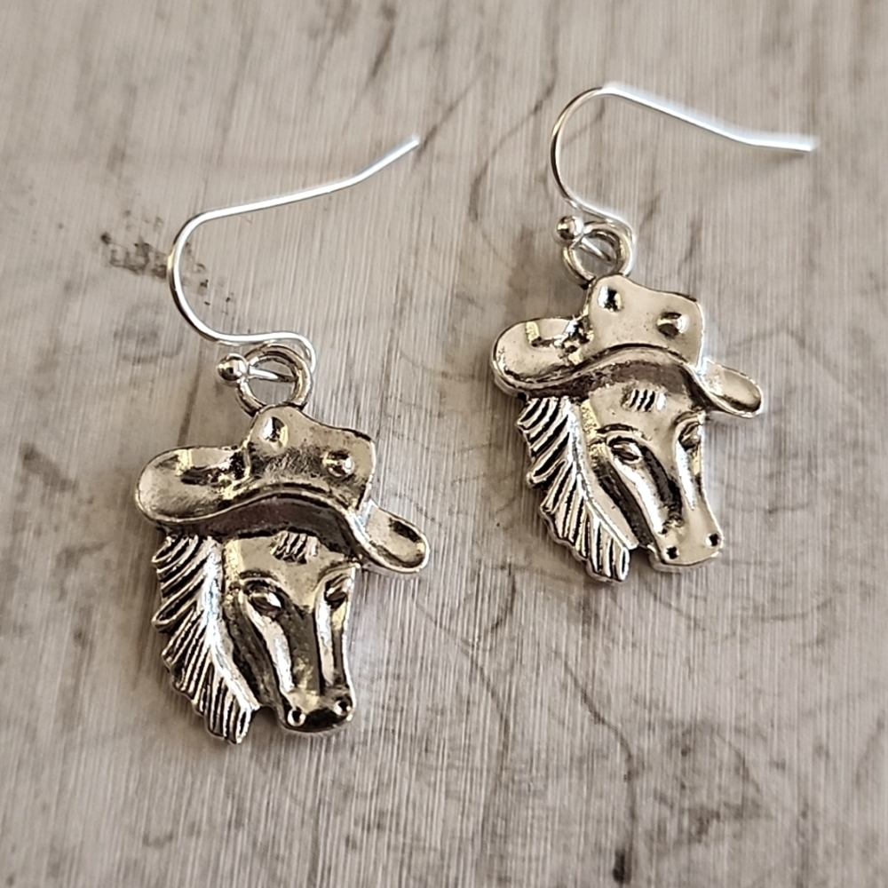 Horse Cowboy hat EARRINGS 925S Posts